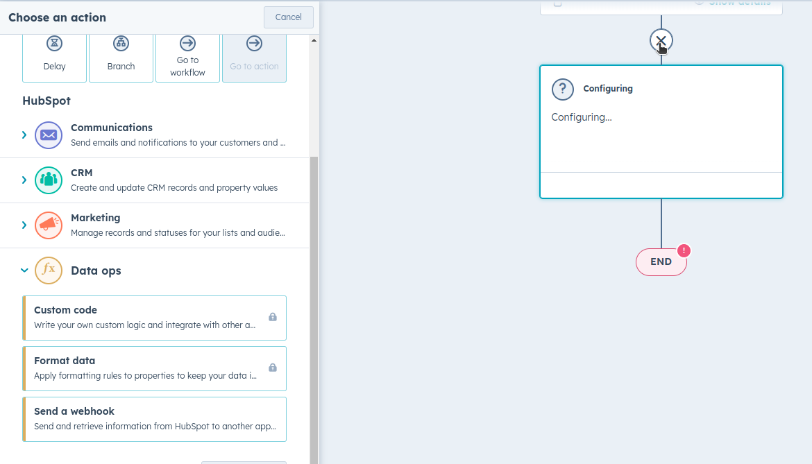 Workflow builder configuration step screenshot