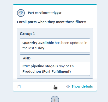 Workflow enrollments trigger screenshot