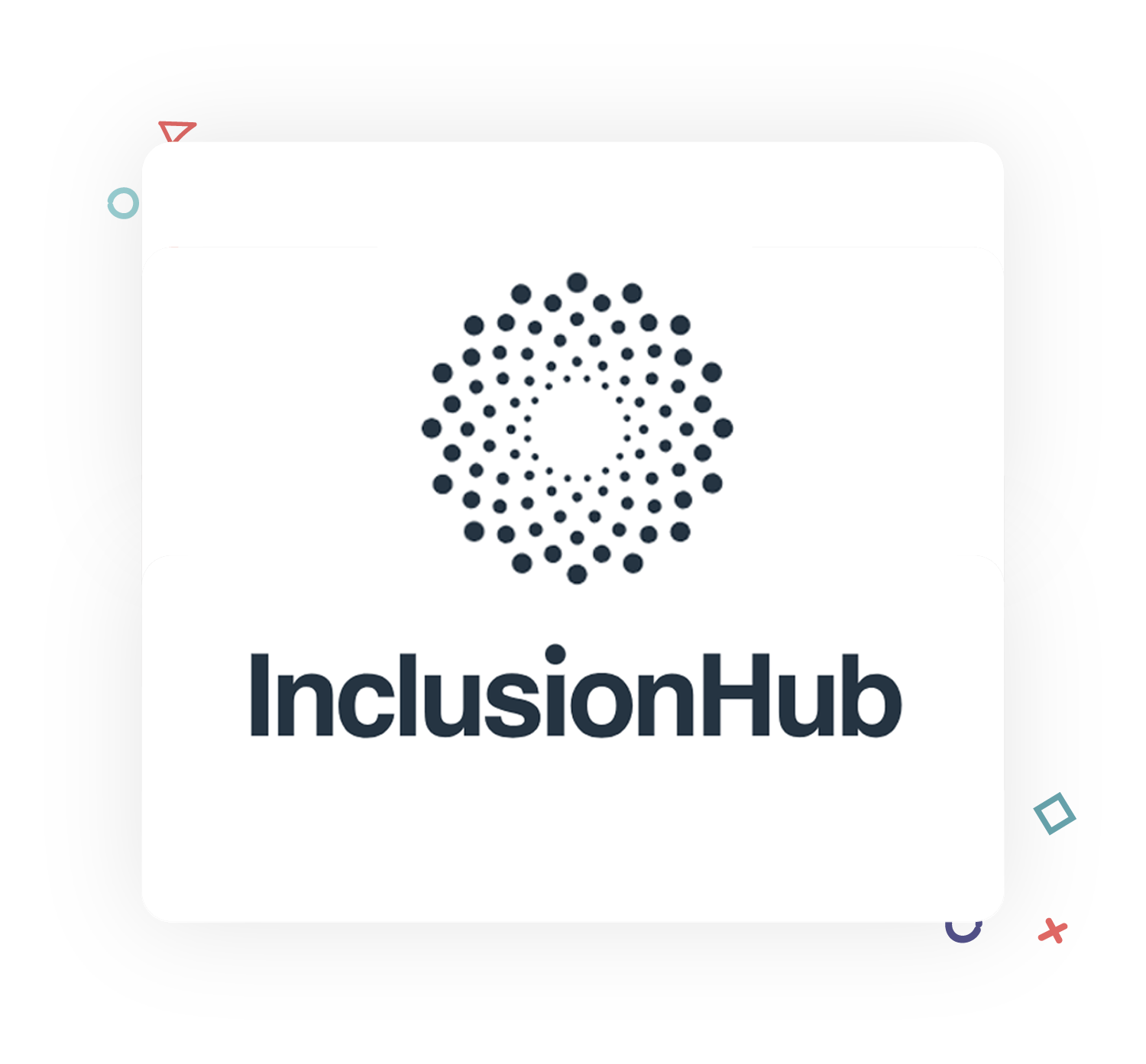 Inclusion Hub logo with decorative shapes