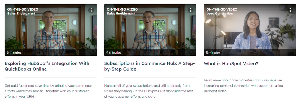 Screenshot of HubSpot Academys on the go video library