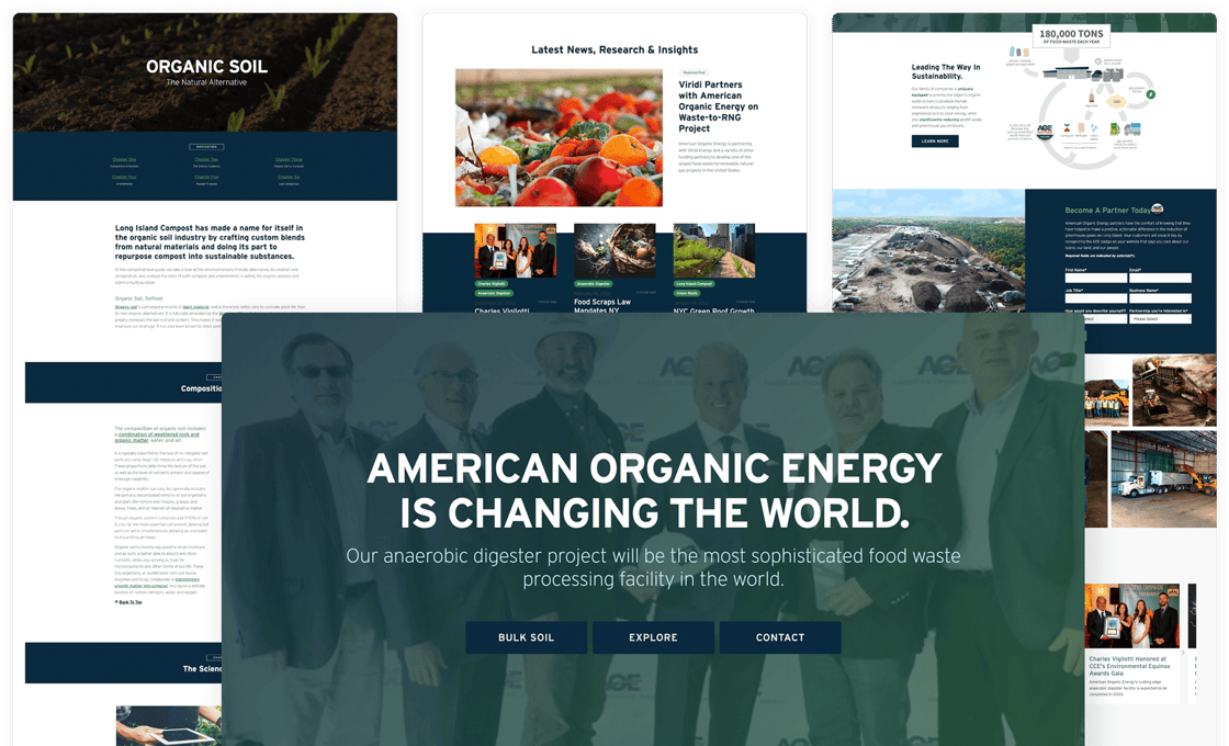 American Organic Energy website screenshots