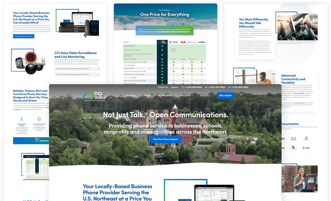 CCI Voice full page and interior page screenshots