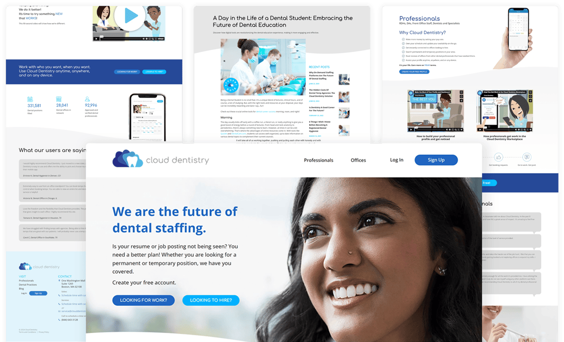 Screenshots of Cloud Dentistry website