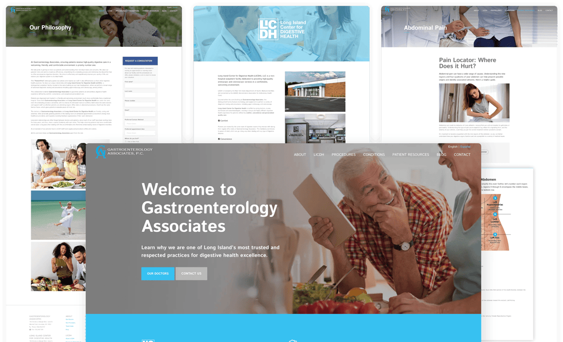 Gastro website screenshots and interior pages