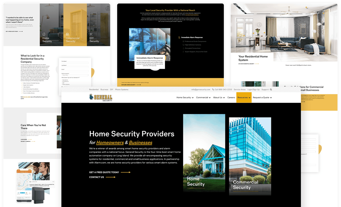 Various Screenshots of General Security home page