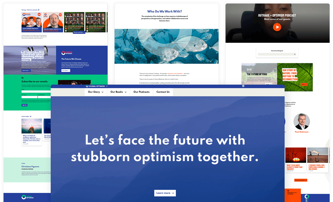 Screenshots of the Global Optimism website